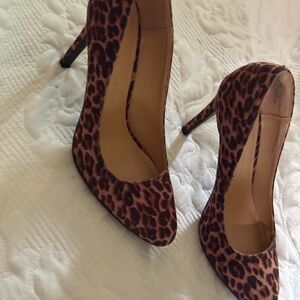 Leopard Print Pointed-Toe Stiletto Pumps - Brown